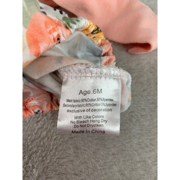 Abby & Erie Bubble Romper Girls 6M Floral Crab Smocked Ruffle Beach Summer - Picture 4 of 7